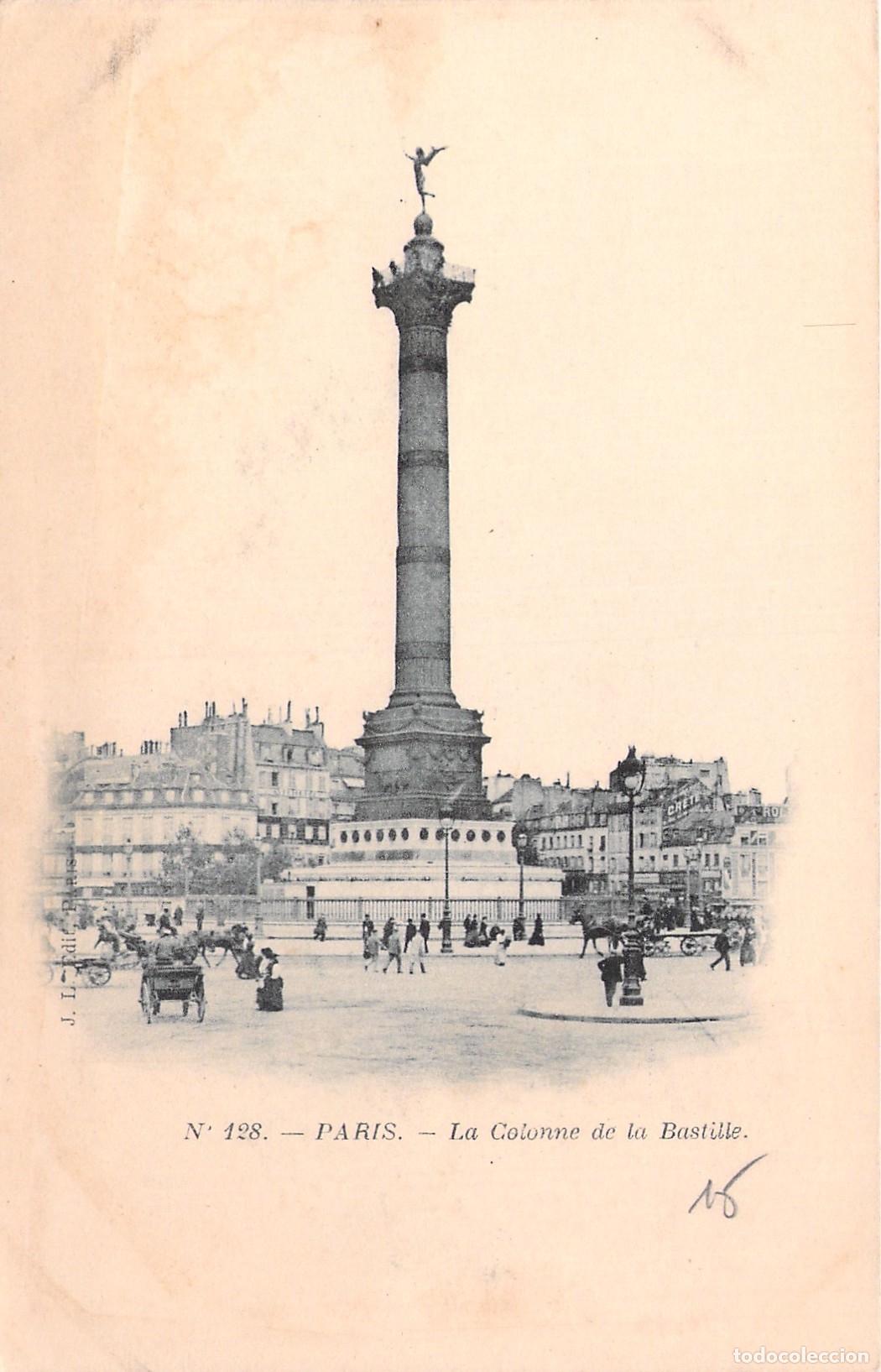 Postales: Postal de la Columna de la Bastilla en Par&iacute;s Francia
