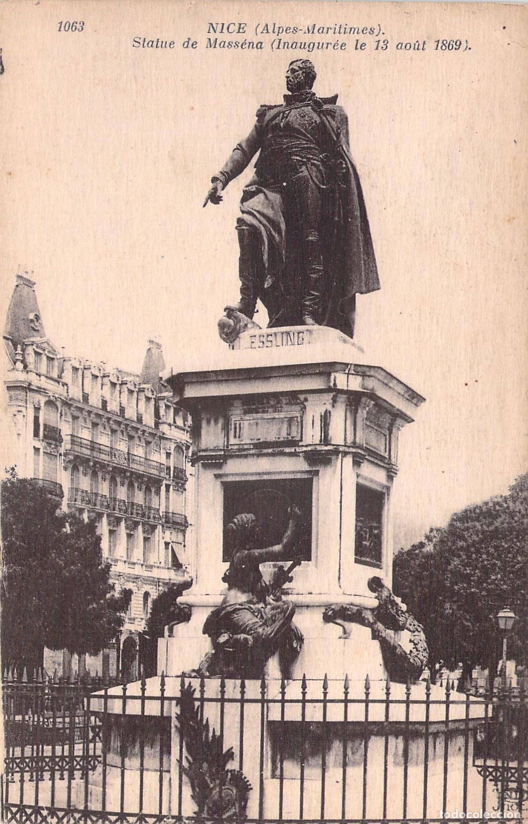 Postales: Postal de la Estatua de Mass&eacute;na en Niza Francia