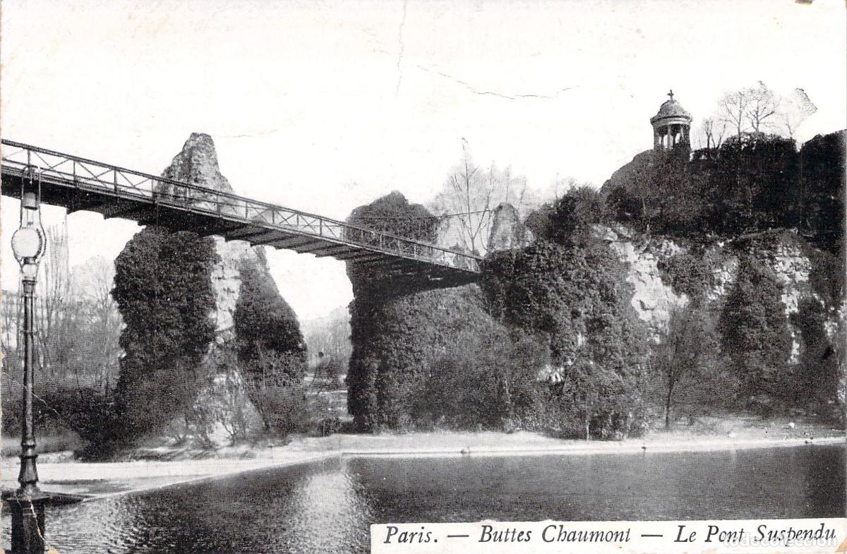 Postales: Postal de Par&iacute;s, El Puente Colgante del Parque Buttes-Chaumont