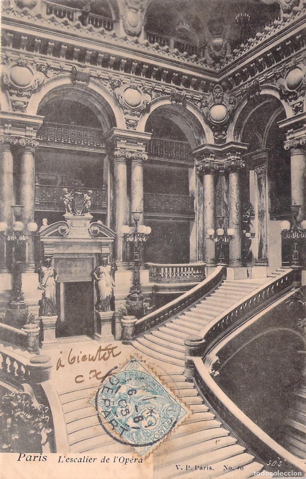 Postales: Postal de la Gran Escalinata de la &Oacute;pera de Par&iacute;s