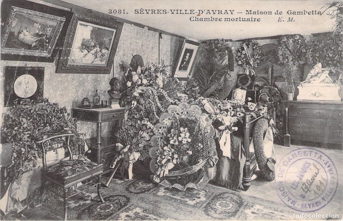 Postcards: Postal de la c&aacute;mara mortuoria en la casa de Gambetta en S&egrave;vres