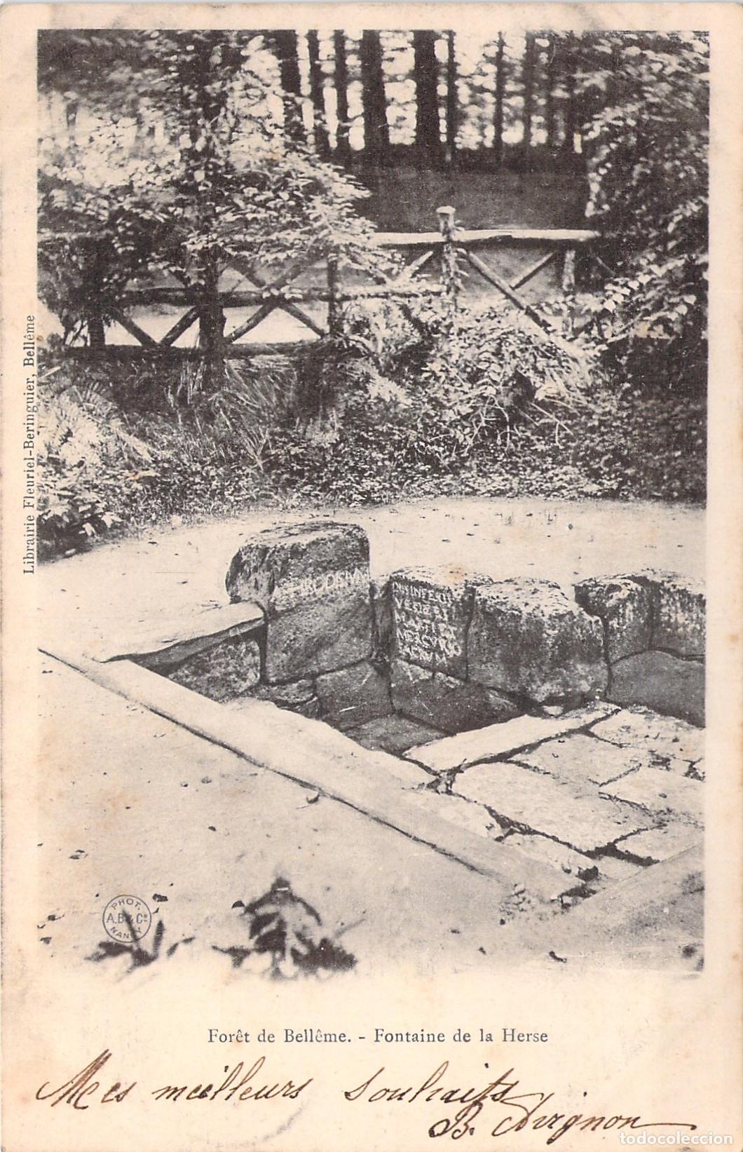 Postales: Postal de la Fontaine de la Herse en el Bosque de Bell&ecirc;me