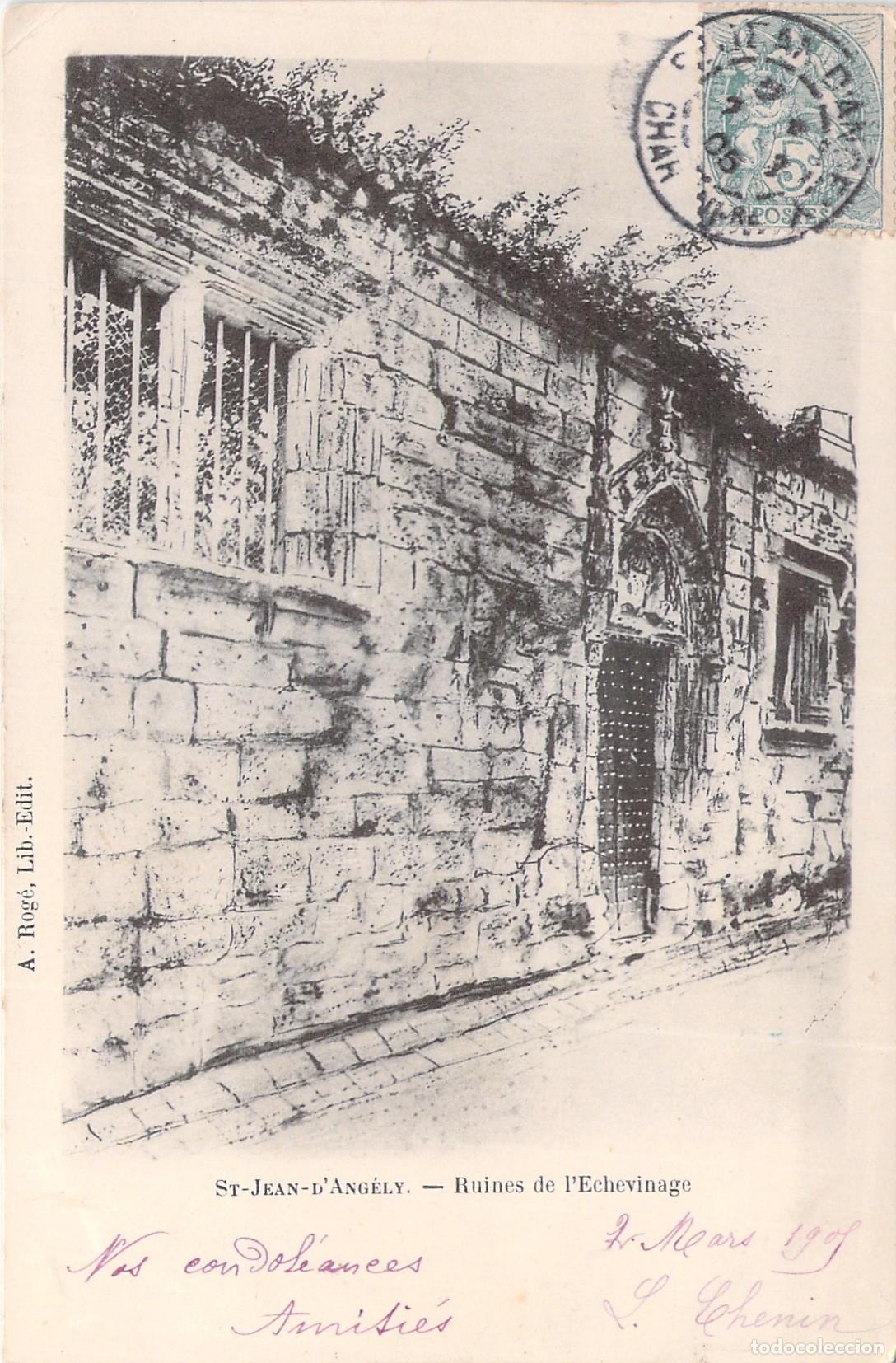 Postales: Postal de las ruinas del Echevinage en Saint-Jean-d'Ang&eacute;ly