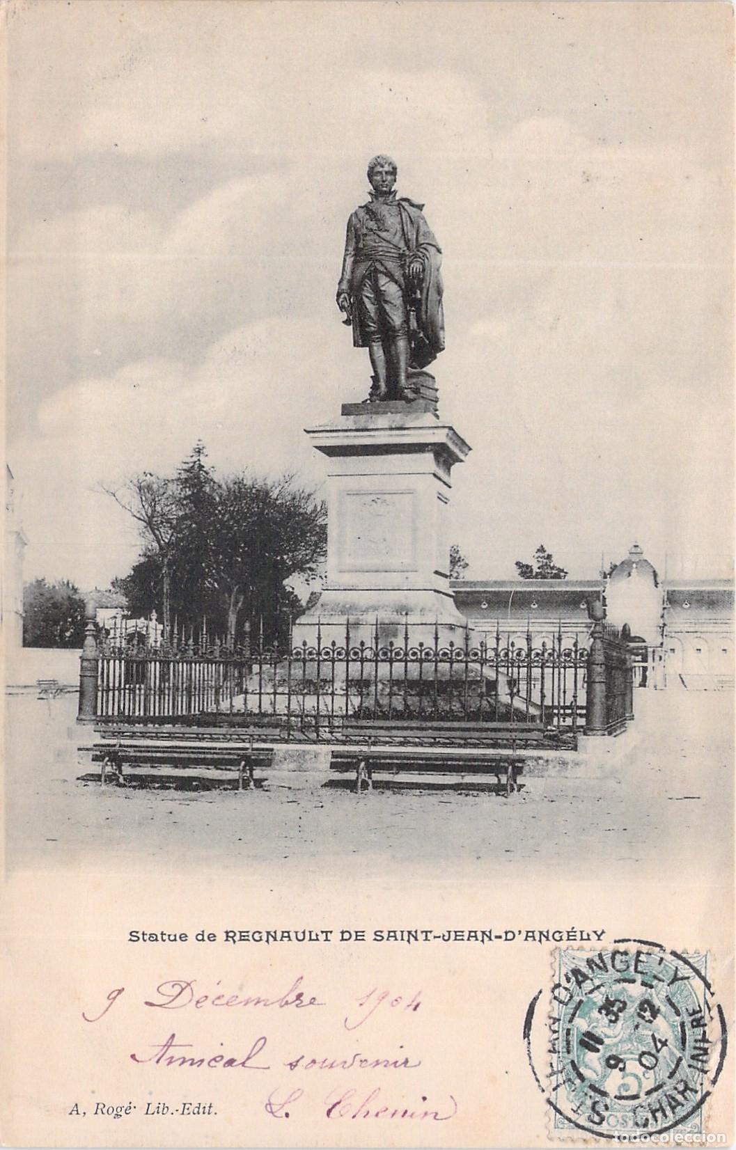 Postales: Postal de la estatua de Regnault en Saint-Jean-d'Ang&eacute;ly