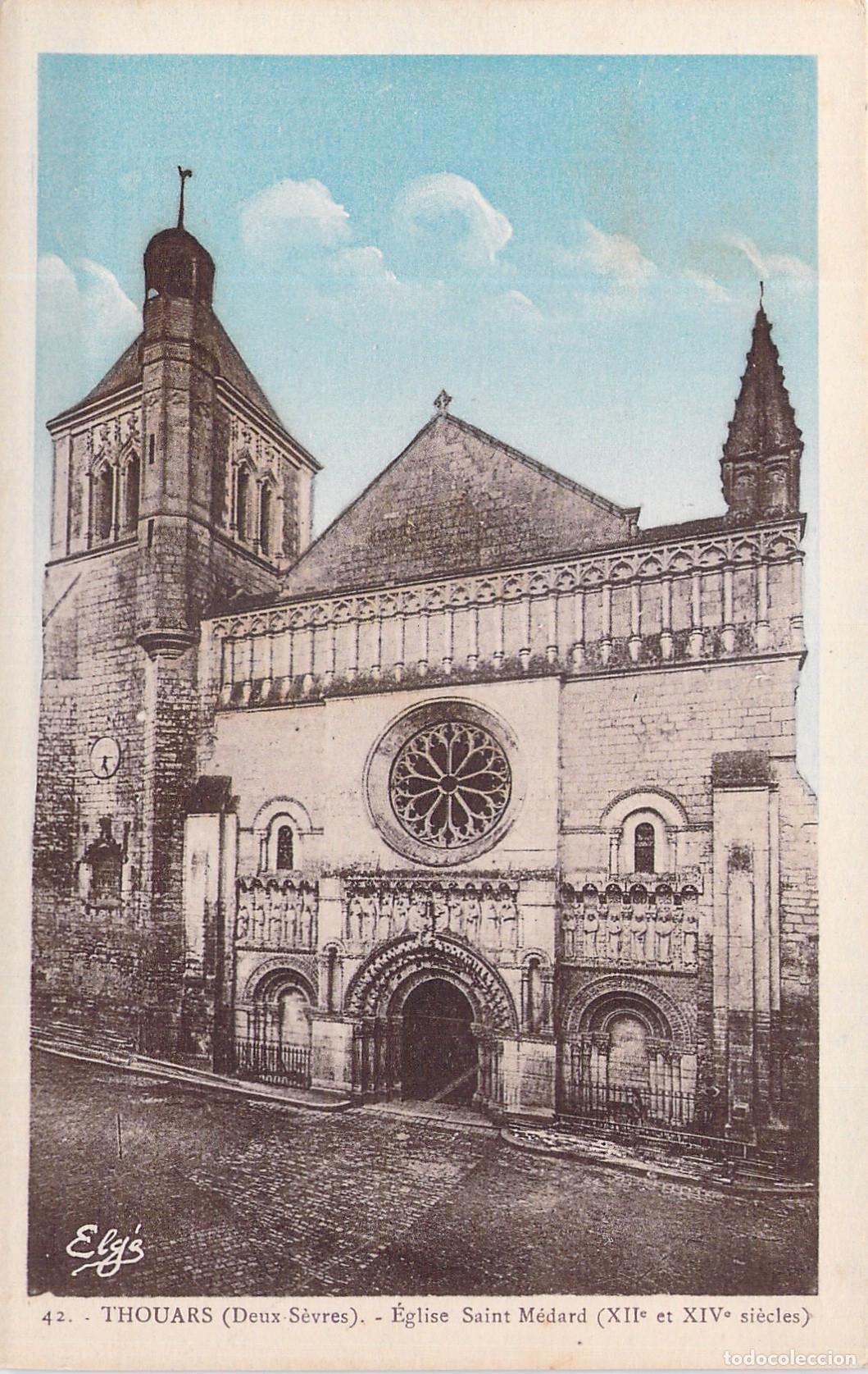 Postales: Postal de la Iglesia Saint-M&eacute;dard en Thouars, Francia