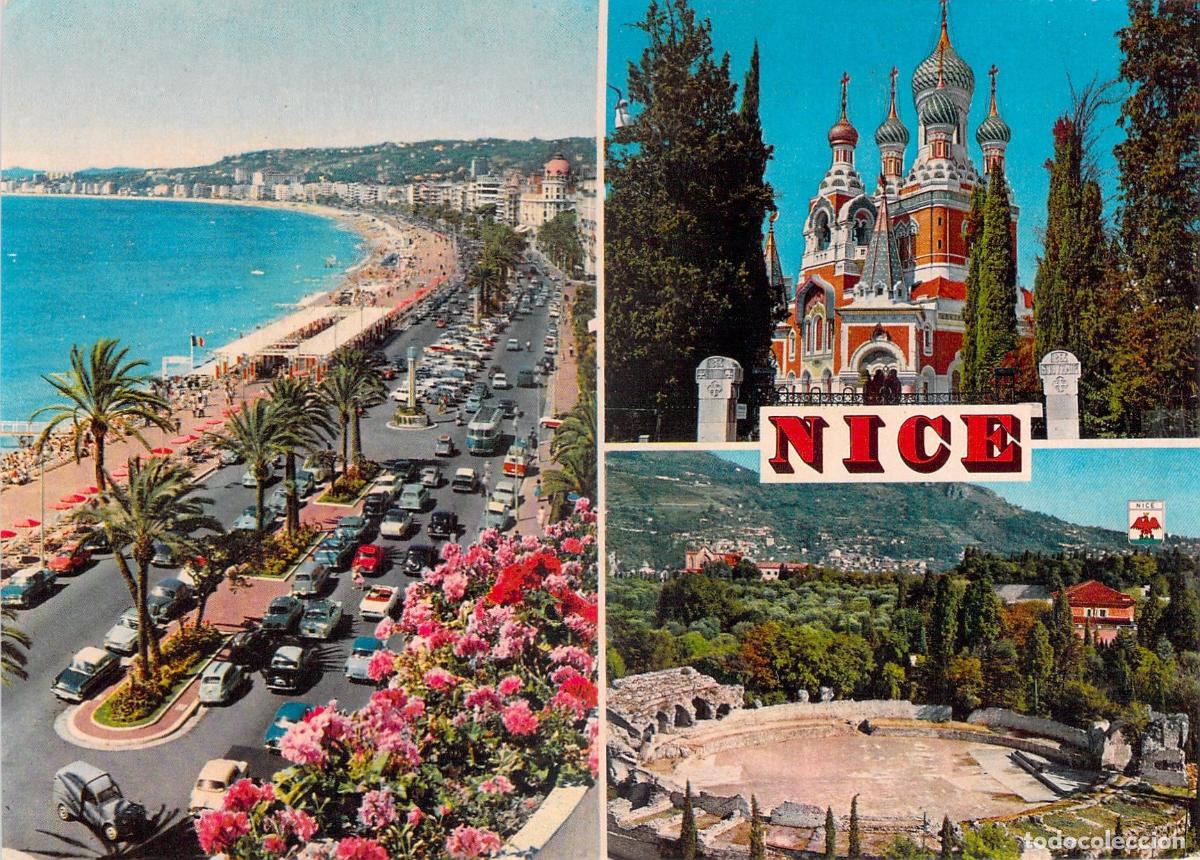 Postales: Postal de Niza Costa Azul con vistas de la Promenade des Anglais e Iglesia Rusa