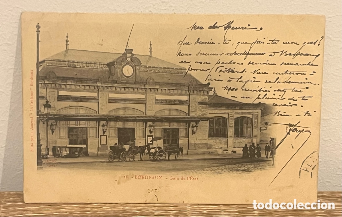 Postales: POSTAL: BORDEAUX - GARE DE L'ETAT - CIRCULADA EN 1903