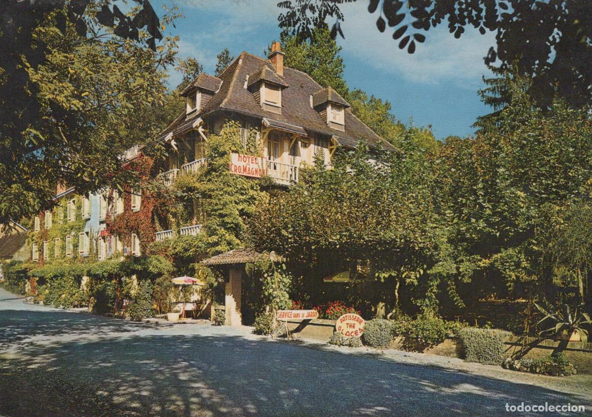 Cartoline: France Les Eyzies en P&eacute;rigord H&ocirc;tel Cro Magnon Jardin Unposted *YAF027