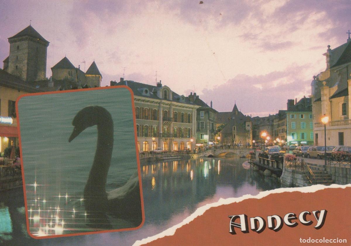 Cartes Postales: France Annecy Vue Nocturne Vieille Ville Canaux Cygne *YAF061