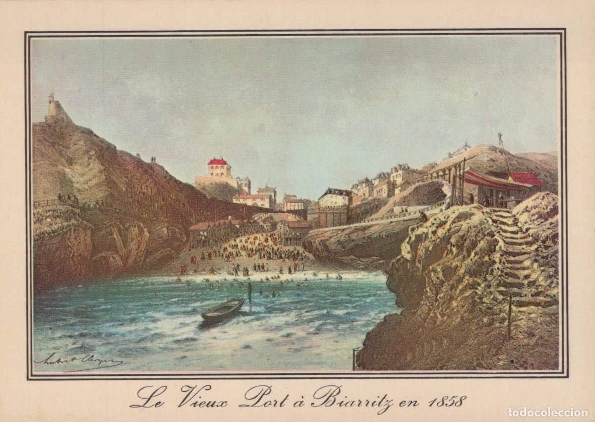 Postcards: France Biarritz Vieux Port Plage et &Eacute;tablissement de Bains 1858 *YAF227