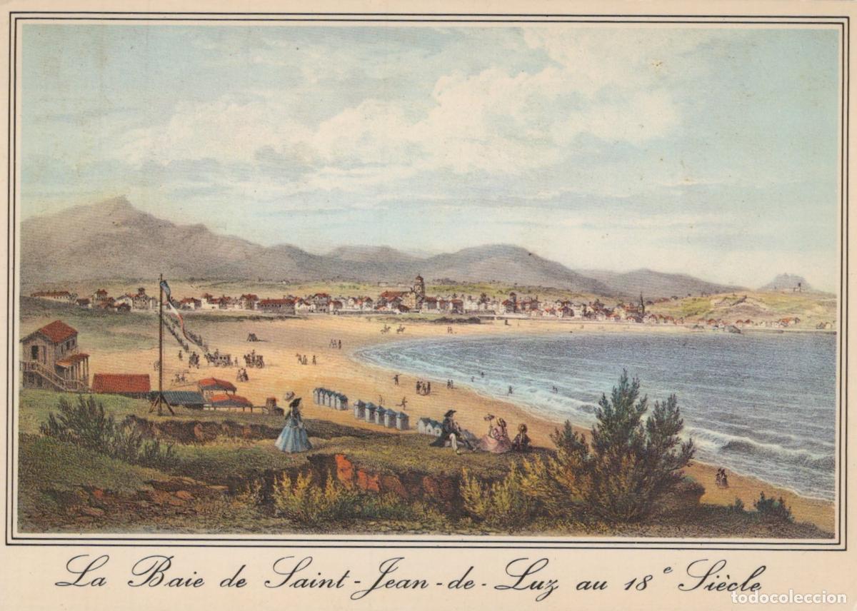 Postcards: France Saint Jean de Luz Vue Baie du 18e Si&egrave;cle Plage et Vieille Ville *YAF237