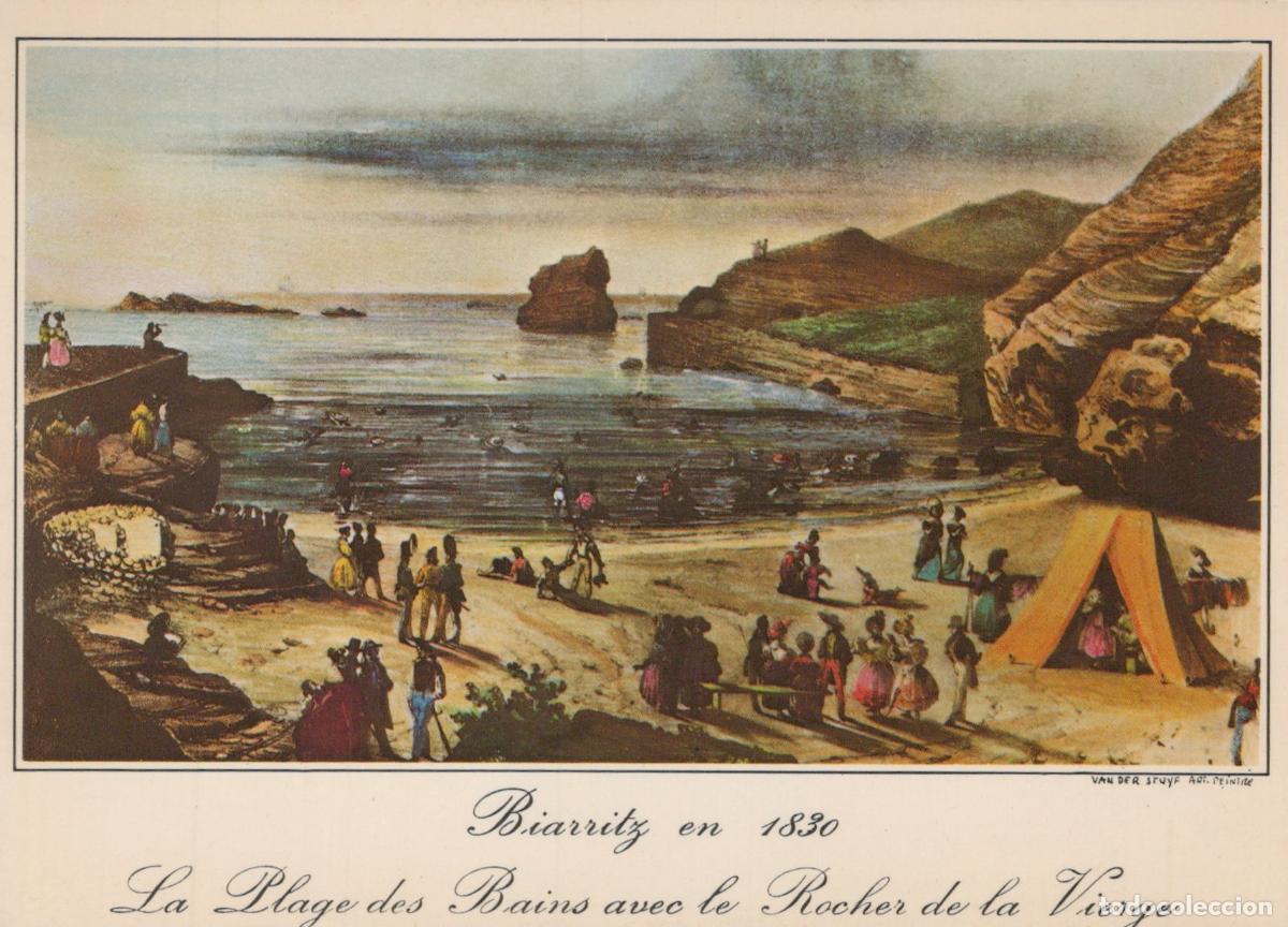 Postcards: France Biarritz La Plage Rocher Vierge 1830 Unposted *YAF247
