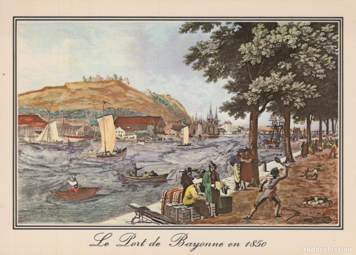 Postcards: France Bayonne Port Historique Anim&eacute; Avec Bateaux Marchands 1850 *YAF258