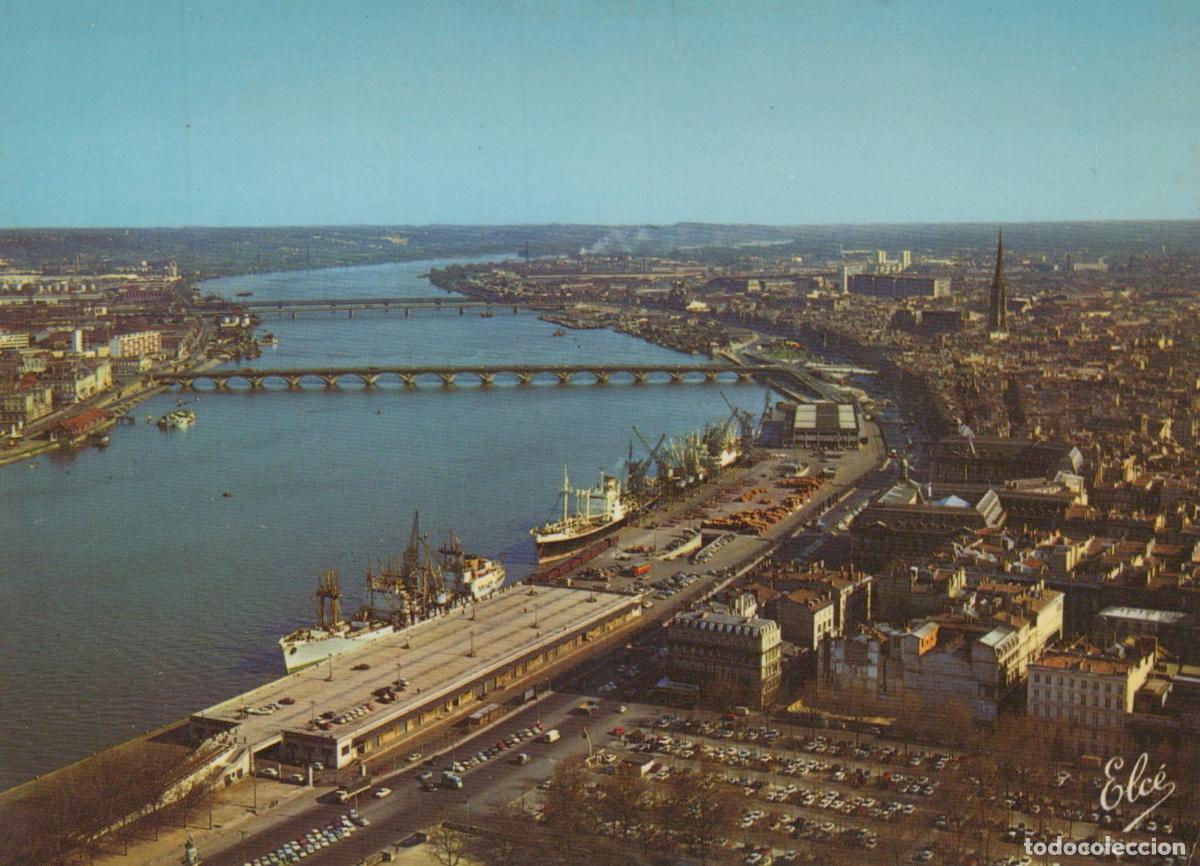 Postais: France Bordeaux Vue A&eacute;rienne du Port Garonne Ponts et Navires Circul&eacute;e *YAF283