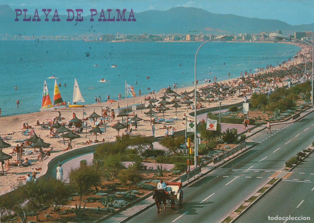 Postales: Espa&ntilde;a Palma Islas Baleares Playa de Paisaje Costero Animado Oblit&eacute;rada *YAF348