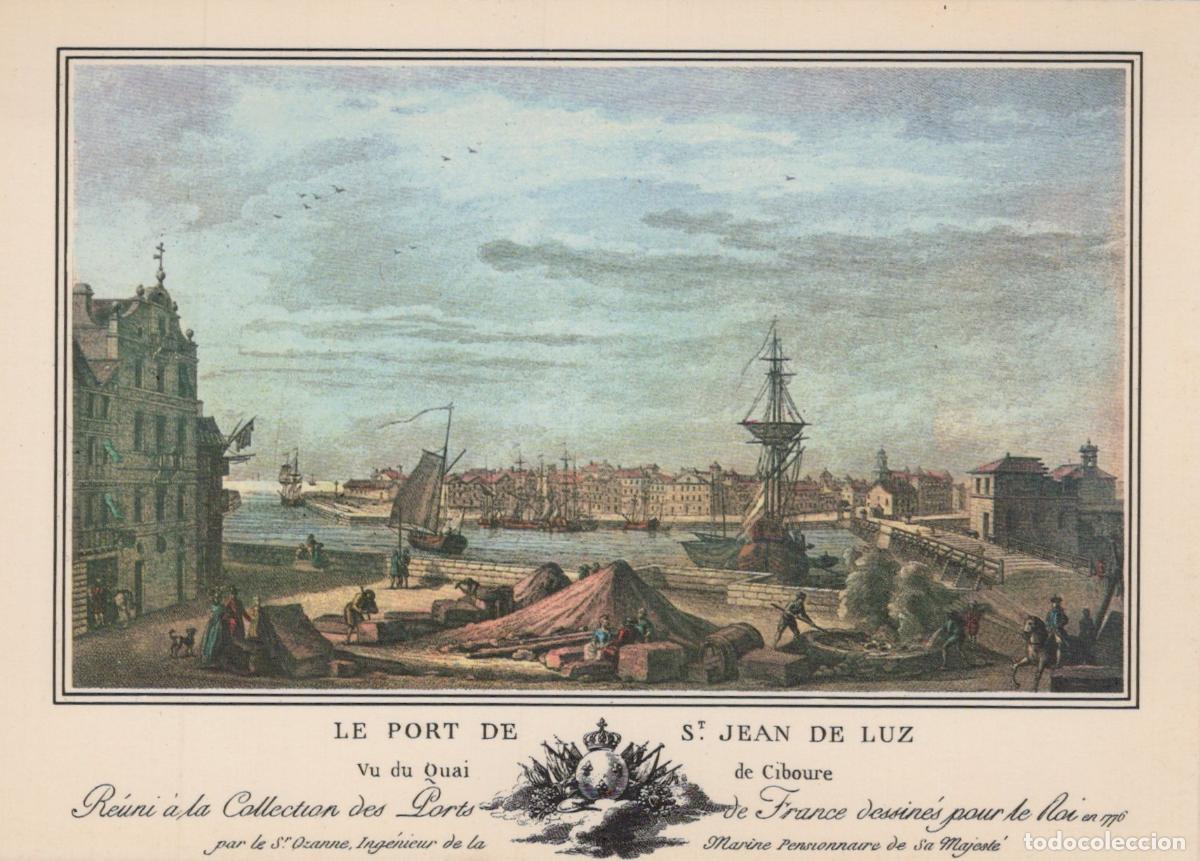Postcards: France St Jean de Luz Gravure Ancienne du Port Par Ozanne 1776 Unposted *YAF239