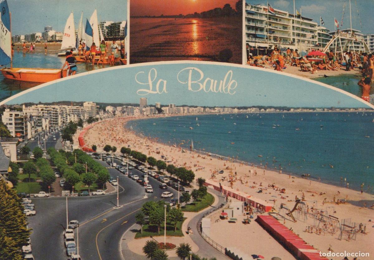 Postales: France La Baule Plage Anim&eacute;e Voiliers Coucher de Soleil Unposted *YAF398