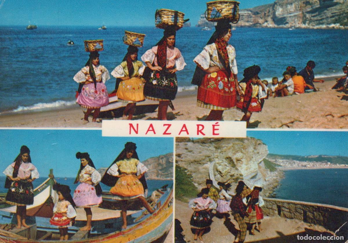 Postais: Portugal Nazar&eacute; Costumes Tradicionais Na Praia Oblit&eacute;rado *YAF319