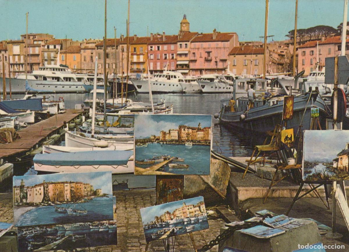 Postales: France Saint Tropez Port de Plaisance Avec Yachts et Peintures Post&eacute;e *YAF422