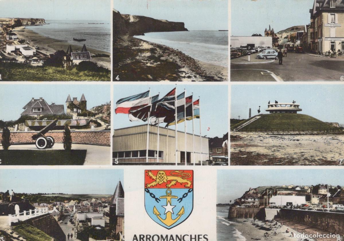 Postales: France Arromanches Calvados Vues Plage Mus&eacute;e Port Real Photo Unposted *YAF430