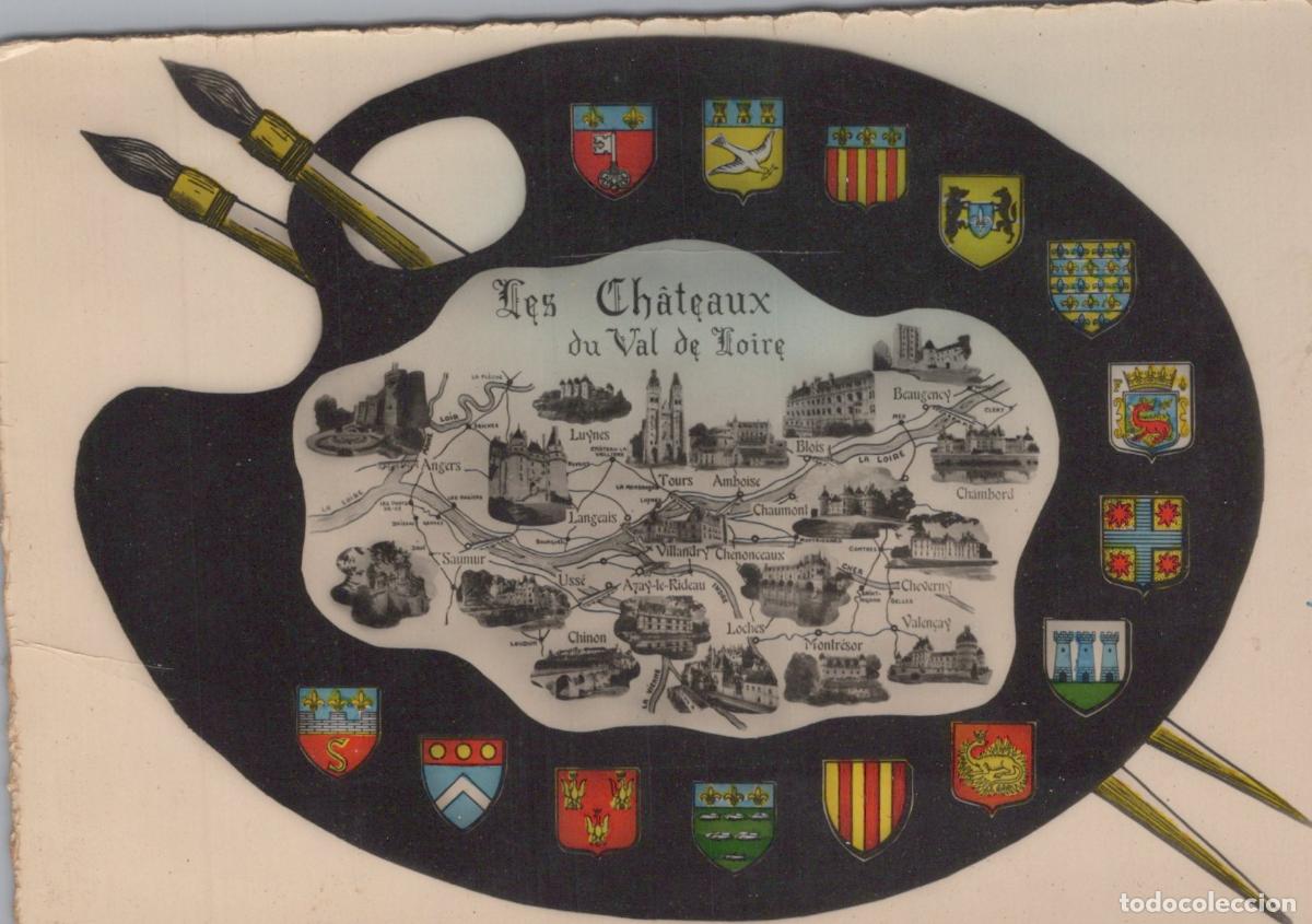 Postales: France Tours Centre Val de Loire Ch&acirc;teaux Embl&eacute;matiques Carte Unposted *YAF684
