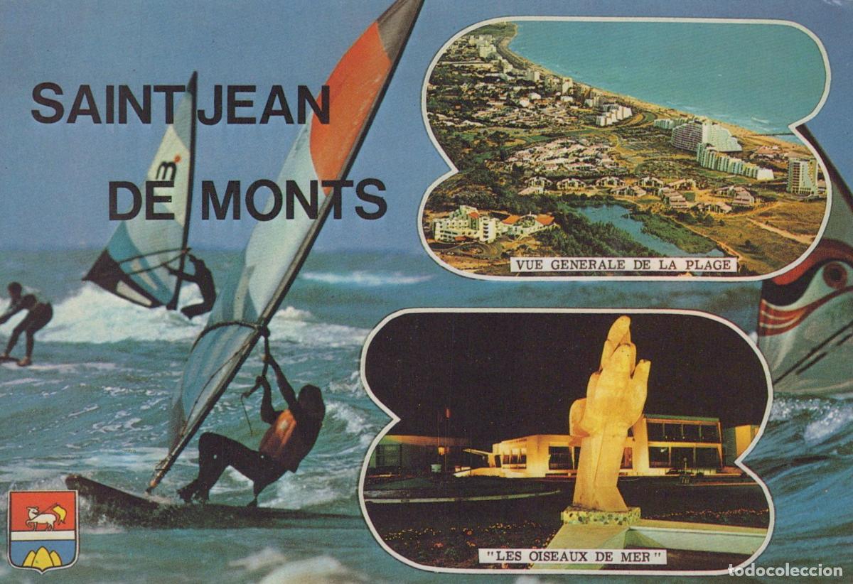 Postkarten: France Saint Jean de Monts Planche &Agrave; Voile Plage et Sculpture *YAF465