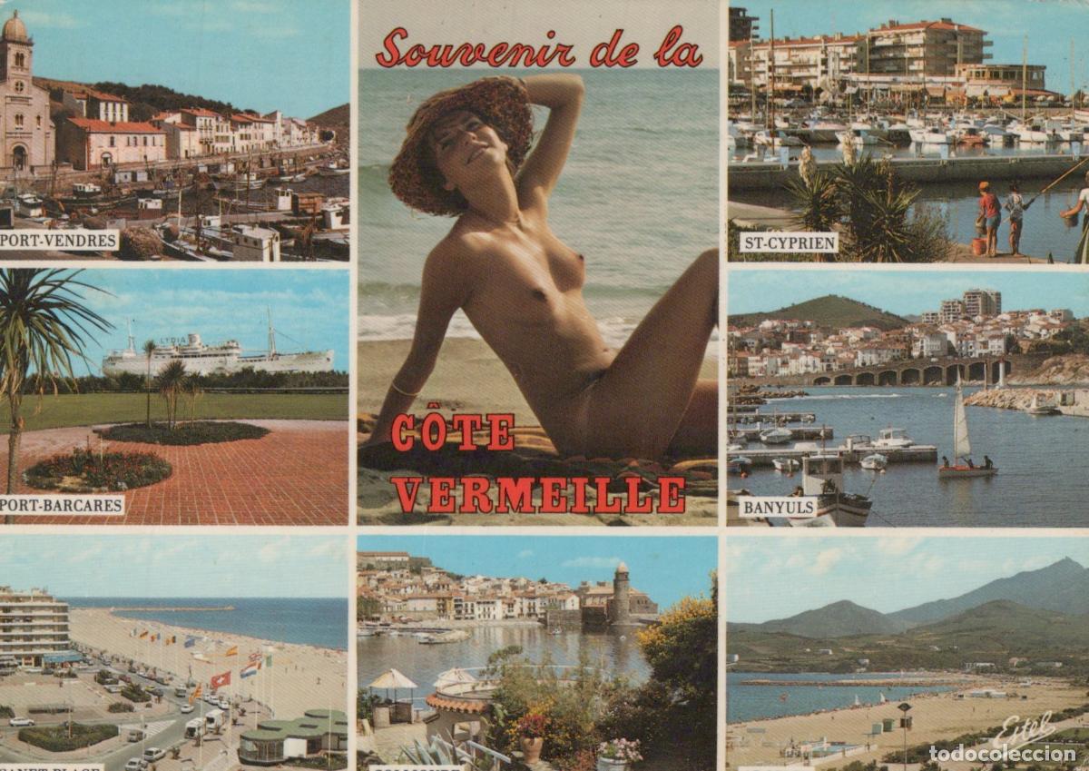 Postais: France Cote Vermeille Vues Villes C&ocirc;ti&egrave;res Plages Ports Femme Nue *YAF645