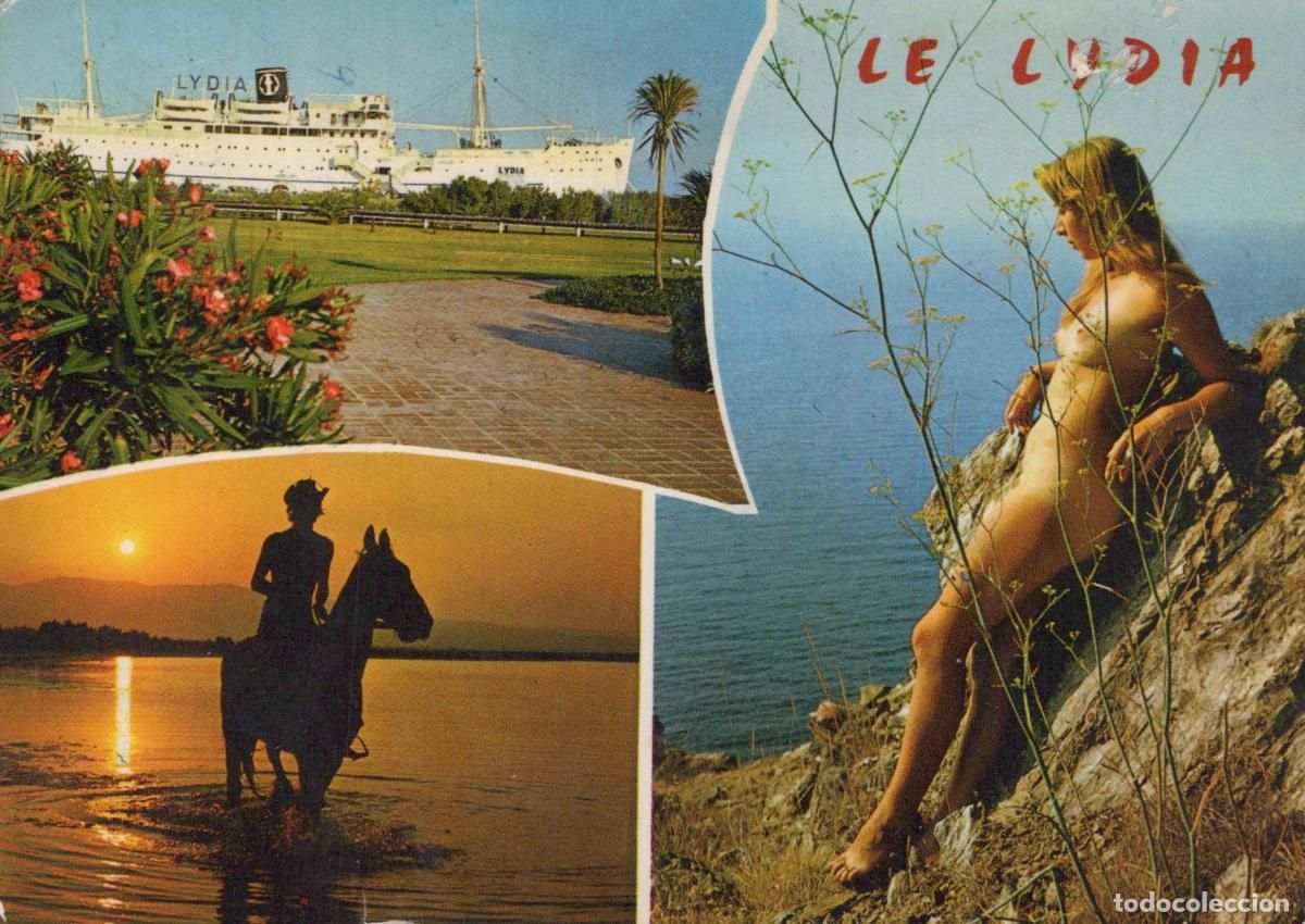 Postais: France Port Barcares Sc&egrave;nes de Plage Lydia Femme Nue Affranchie *YAF647
