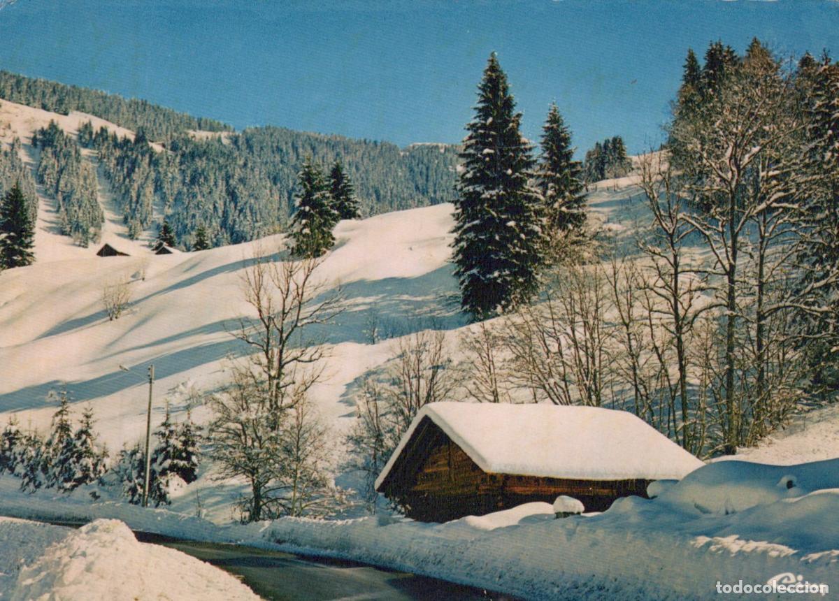 Postkarten: France Alpes Paysage Hivernal Montagne Chalet Enneig&eacute; sous le Soleil *YAF710