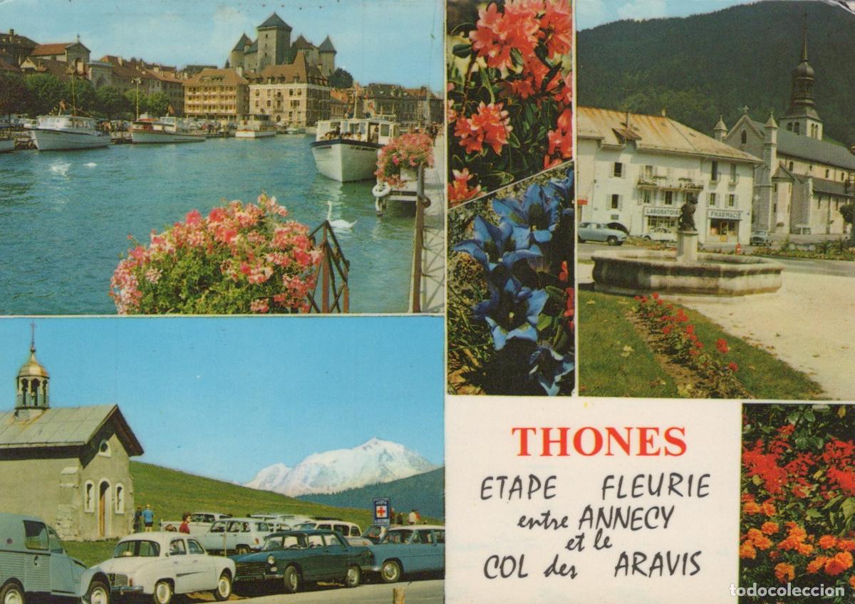 Postkarten: France Thones Paysage Architecture &Eacute;tape Fleurie Vues du Lac Montagne *YAF722