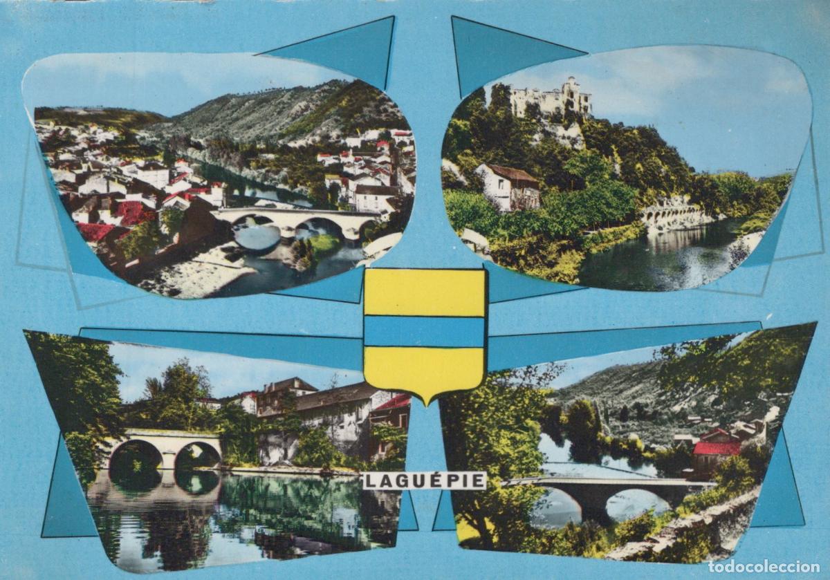 Cartoline: France Laguepie Vues Multiples Ch&acirc;teau Ponts Real Photo Unposted *YAF770
