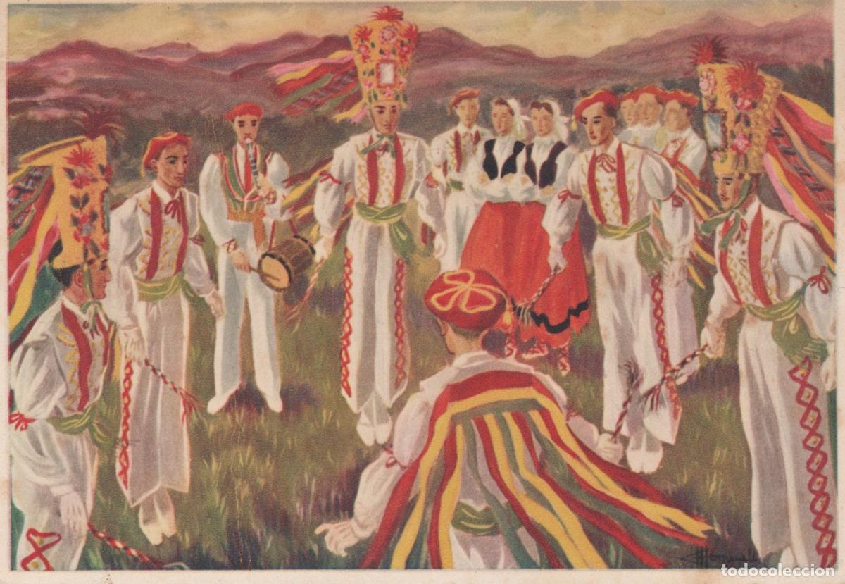 Cartoline: France Pays Basque Danse des Volants Costumes Unposted *YAG002
