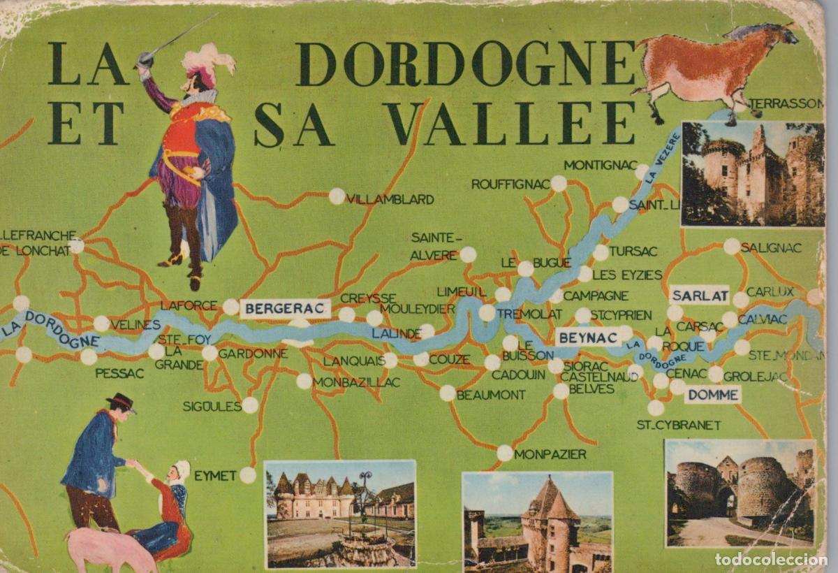 Cartoline: France Dordogne Carte Illustr&eacute;e Vall&eacute;e Ch&acirc;teaux *YAG011