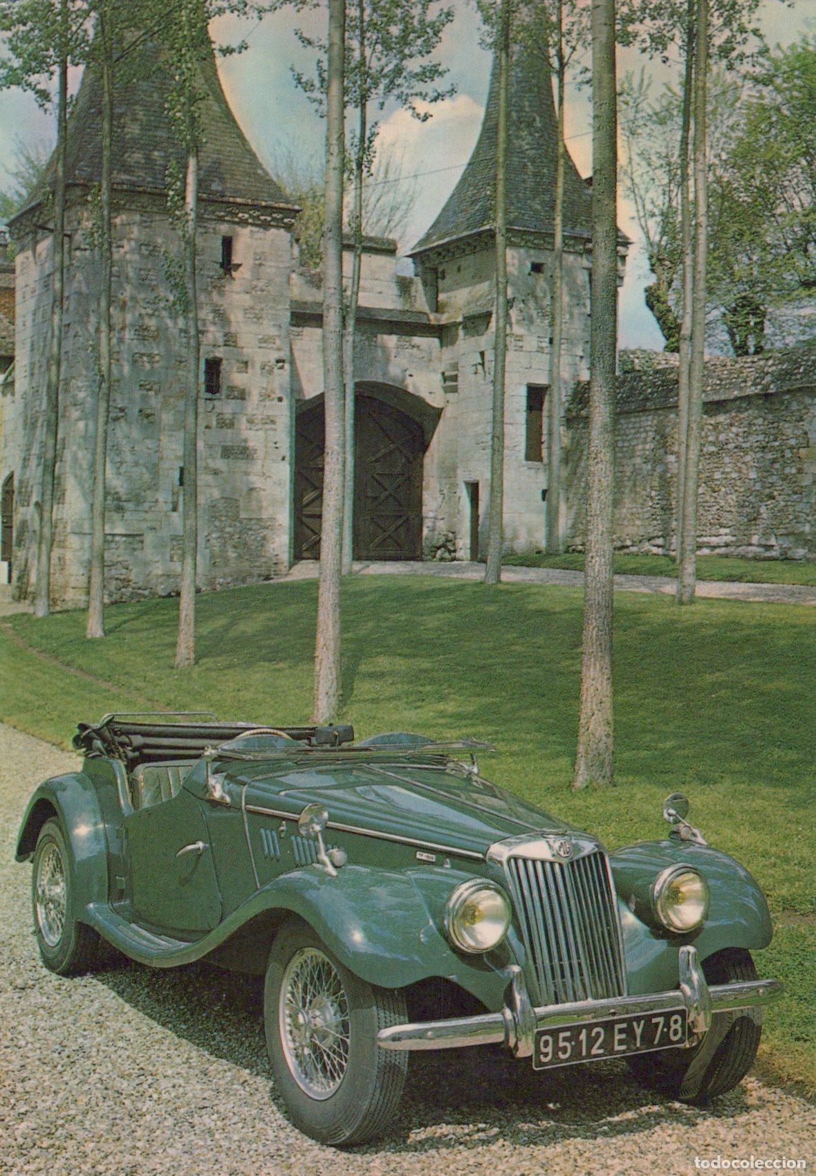 Cartoline: France Le Bec Hellouin Mus&eacute;e Auto Abbatiale MG TF 1955 Unposted *YAG045