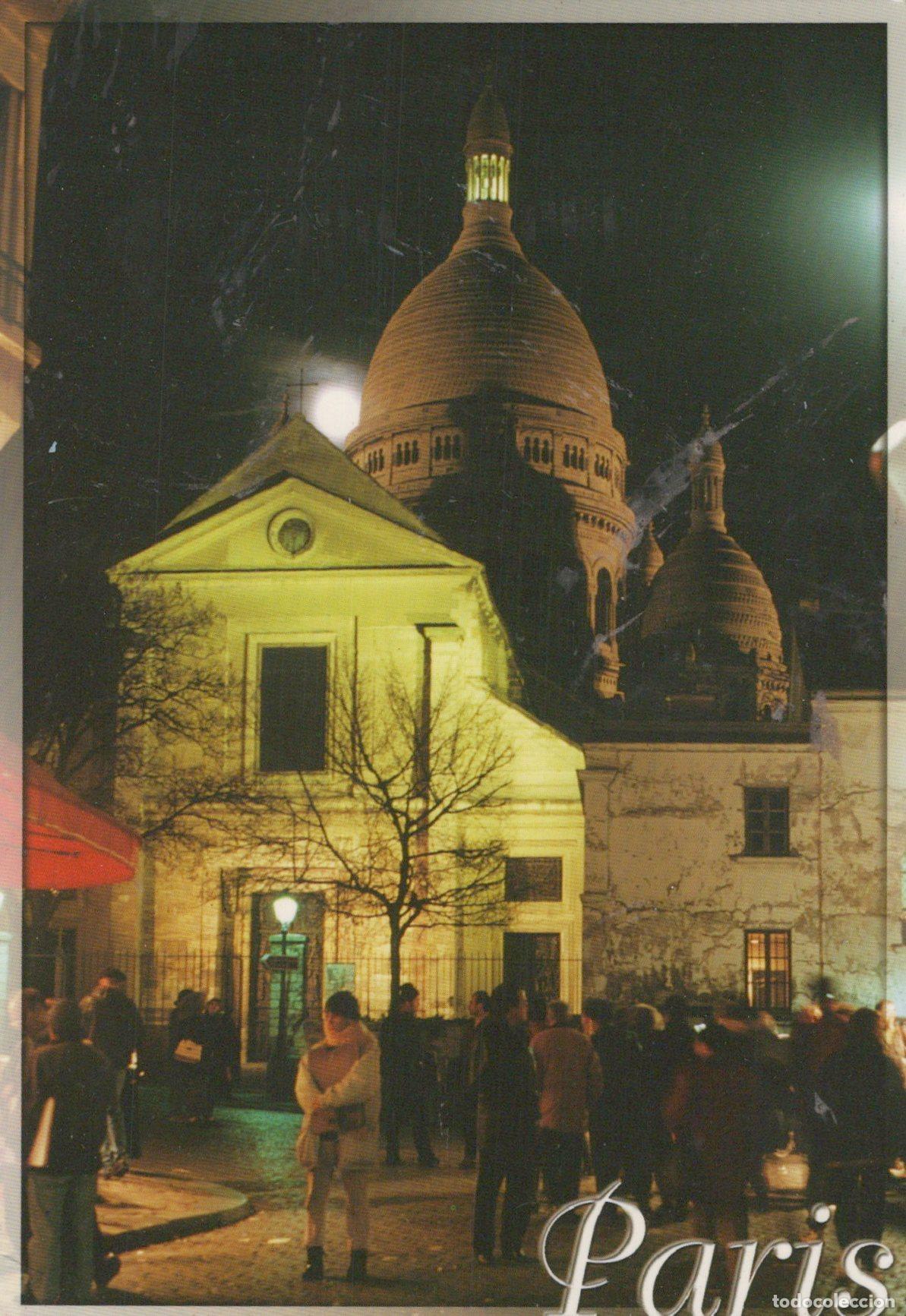 Postales: France Paris &Icirc;le de Basilique Sacr&eacute; C&oelig;ur Place du Tertre Nuit *YAG057