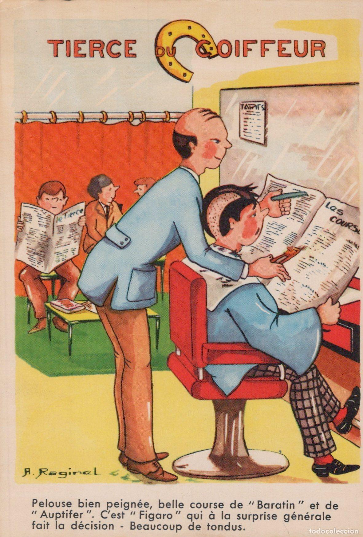 Postais: France Paris Sc&egrave;ne de Coiffeur Humoristique Tierc&eacute; de Reginal Unposted *YAG089