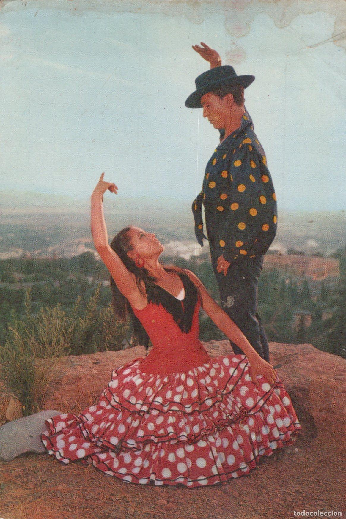 Postais: Espa&ntilde;a Granada Baile Flamenco Gitaner&iacute;as Trajes T&iacute;picos Circulada *YAG211