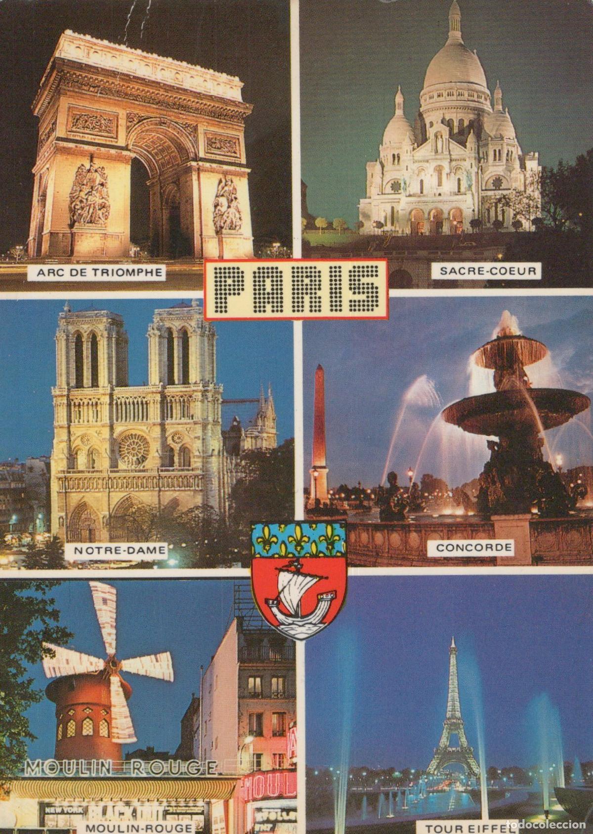Postais: France Paris &Icirc;le de Vues Nocturnes de Monuments C&eacute;l&egrave;bres *YAG218