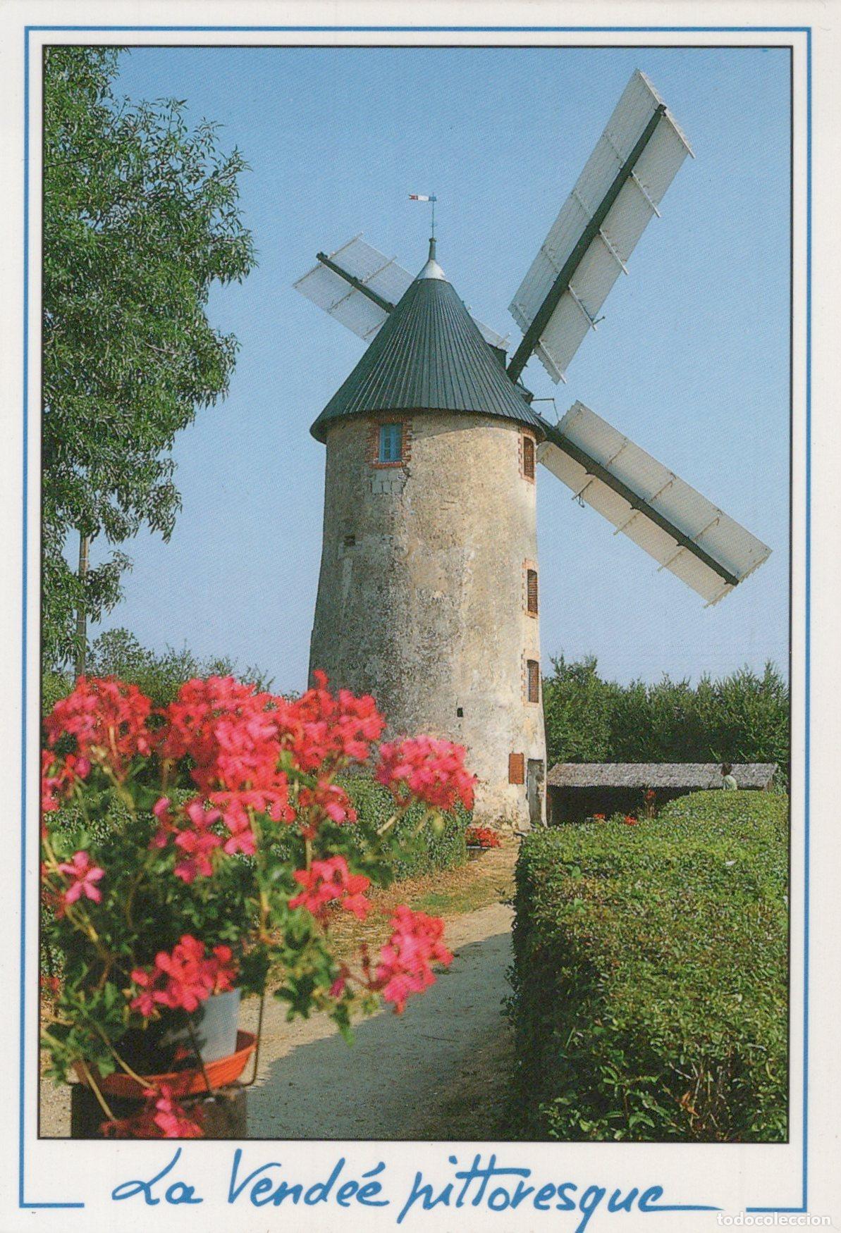 Postcards: France Vend&eacute;e Ancien Moulin &Agrave; Vent Rural Fleuri Unposted *YAG273