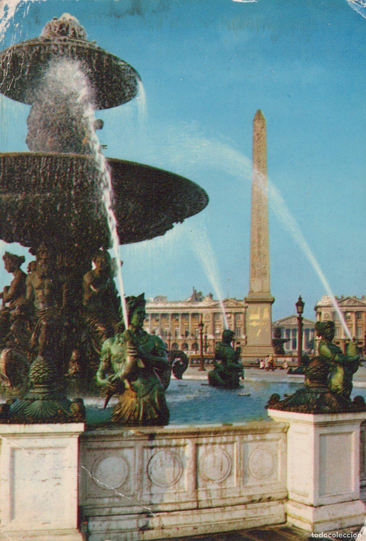 Cartes Postales: France Paris &Icirc;le de Place de la Concorde Fontaines Ob&eacute;lisque Circul&eacute; *YAG346