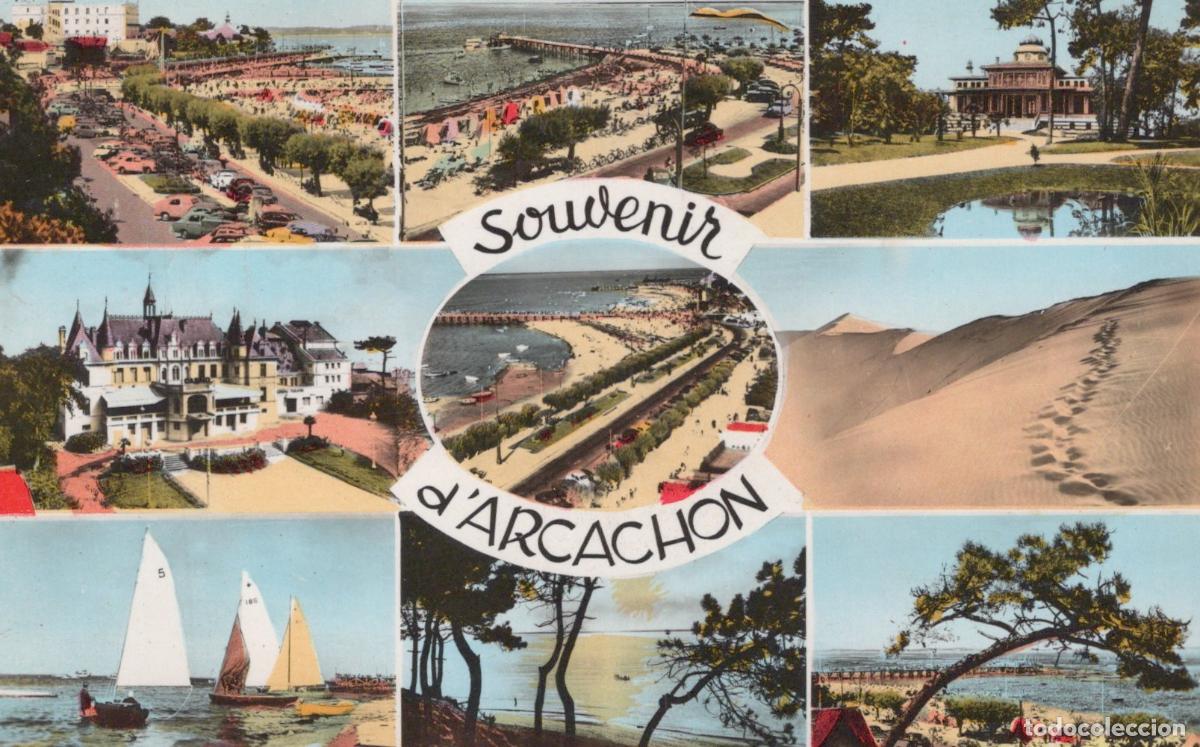 Postais: France Arcachon Panorama Plage Casino Dunes R&eacute;gates *YAG476