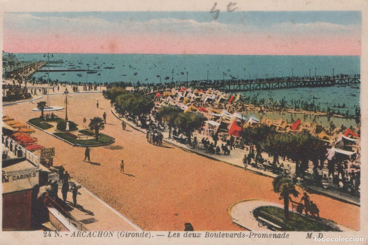Postais: France Arcachon Boulevards Promenade Plage Anim&eacute;e Jet&eacute;e *YAG479