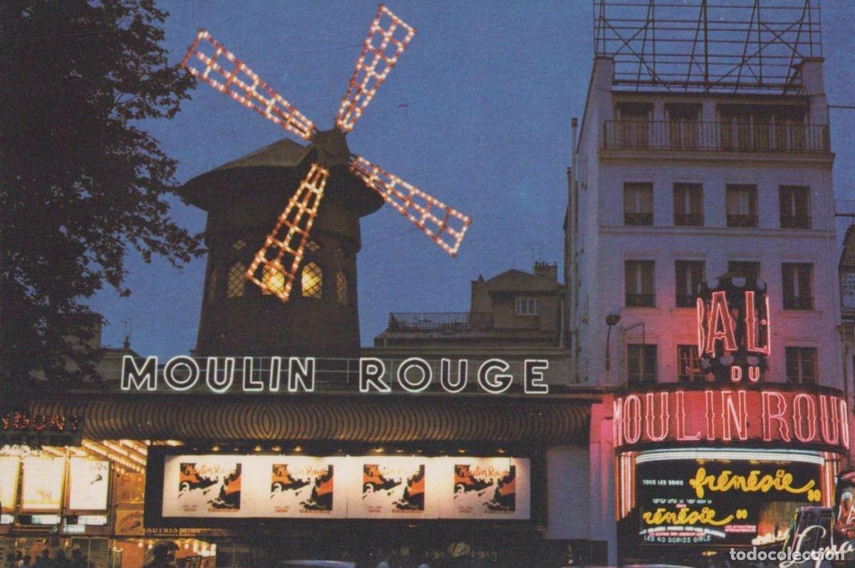 Cartes Postales: France Paris &Icirc;le de Moulin Rouge Cabaret Nocturne Illumin&eacute; Unposted *YAG511
