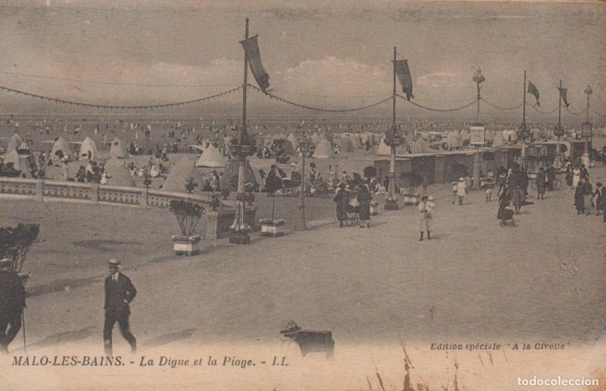 Postkarten: Malo-les-Bains La Digue et la Plage, France, with crowd and architecture *YAG630