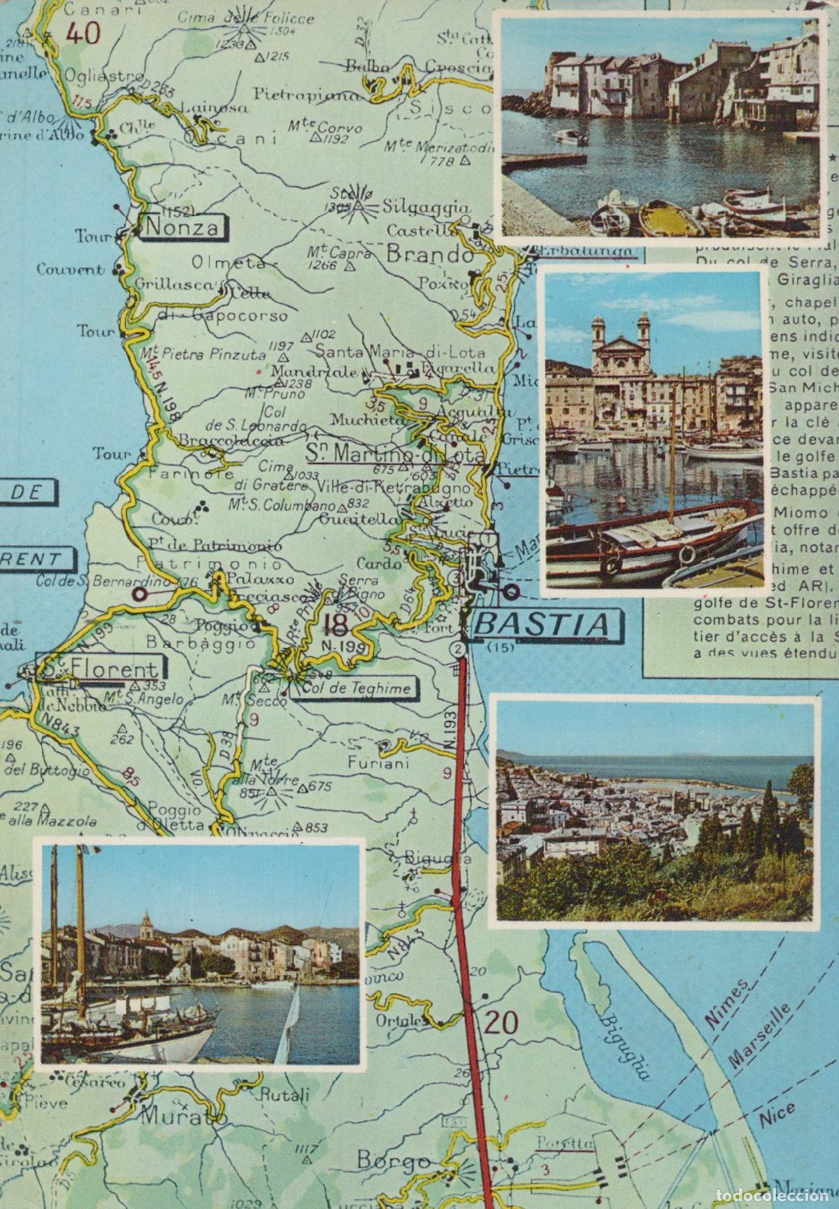 Postais: France Bastia Ports Paysages C&ocirc;tiers M&eacute;diterran&eacute;ens et Carte Routi&egrave;re *YAG421