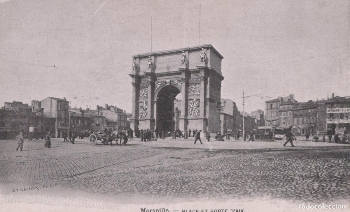 Postkarten: France Marseille Provence Porte D Aix Place Jules Guesde Tram Cal&egrave;ches *YAG765