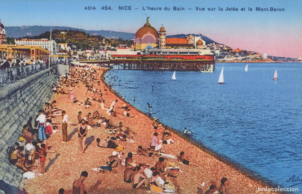 Cartoline: France Nice Jet&eacute;e Promenade Plage Anim&eacute;e Mont Boron *YAG468