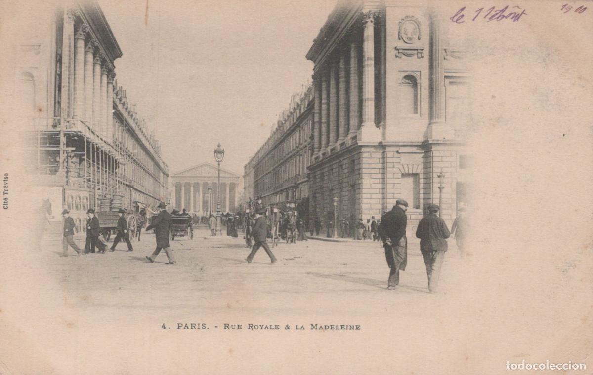 Cartoline: Paris Rue Royale and La Madeleine Church Street View with People *YAG806