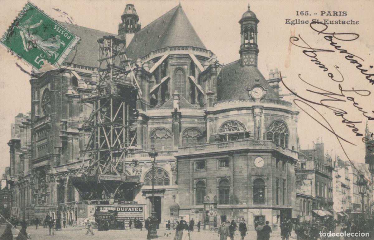 Cartoline: Paris &Eacute;glise Saint-Eustache Church with Scaffolding and Street Scene *YAG793