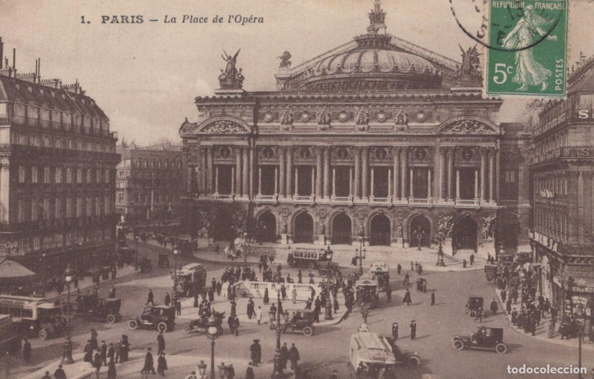 Postkarten: Paris Op&eacute;ra Garnier Place de l'Op&eacute;ra Busy Street Scene Architecture *YAG809